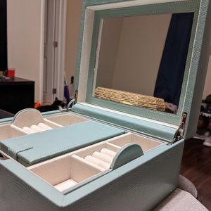 Pottery Barn Mckenna Leather Jewelry Box in Blue